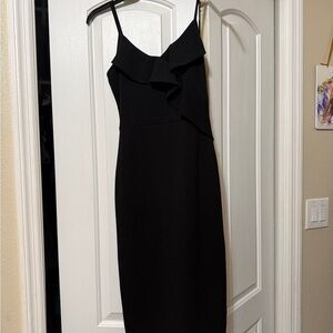 Chic Black Ruffle Midi Dress